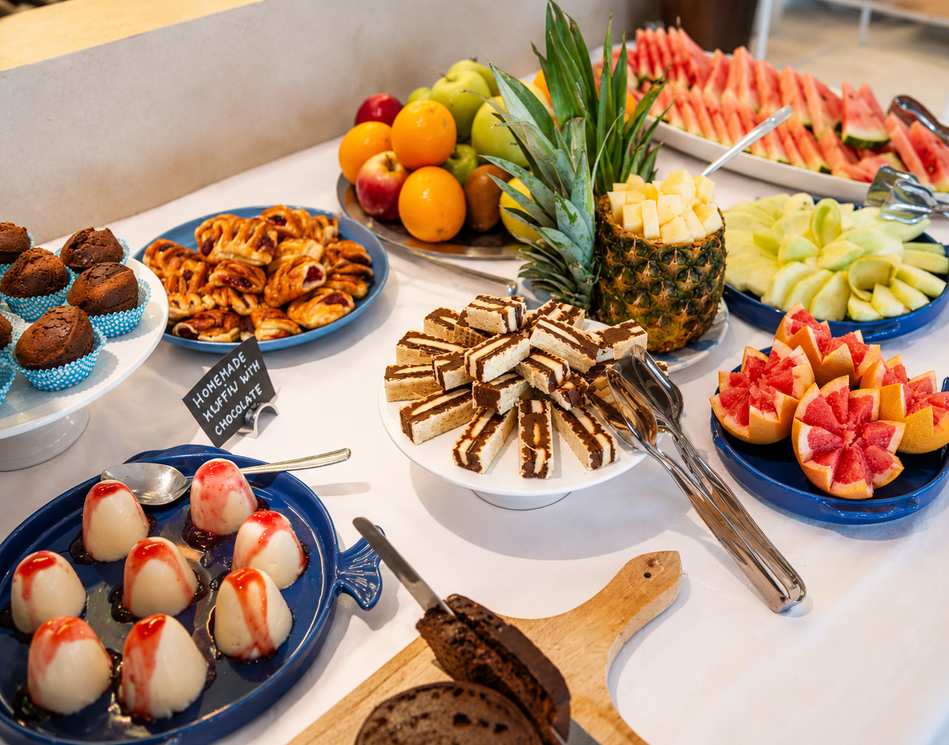 Buffet breakfast spread at Hotel Petrovac